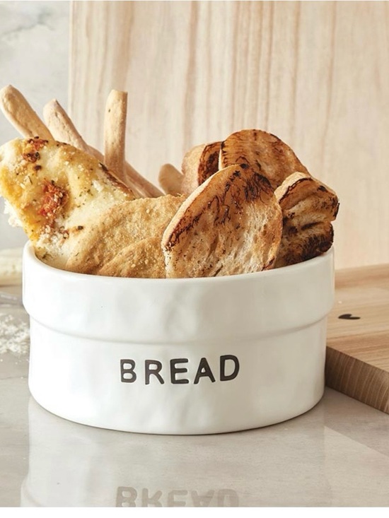Sbd Other - White Ceramic Bread Crock with Black Lettering